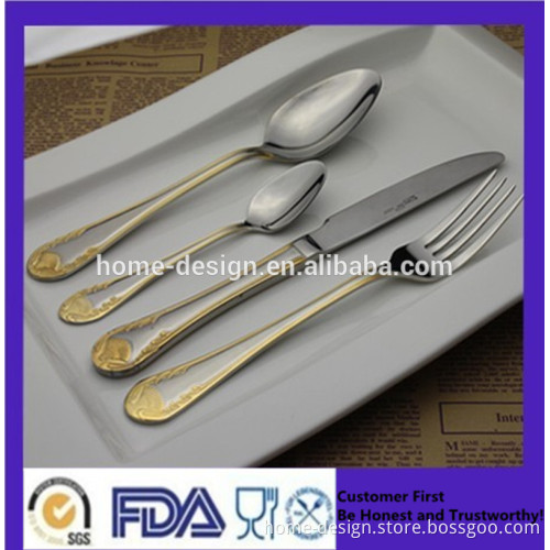 24/72/84/86pcs Set Stainless Steel Inox Cutlery With Golden Plated Handle